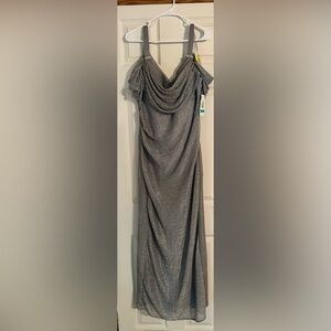 R&M Richards Shimmering Silver Maxi Skirt